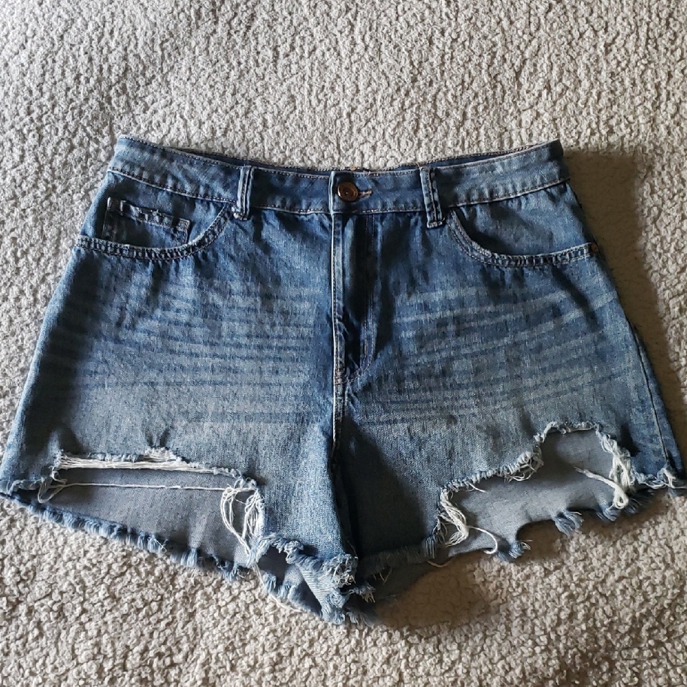 Rewash Super High-Rise Vintage Reunion Distressed Denim Cut Off Jean Shorts